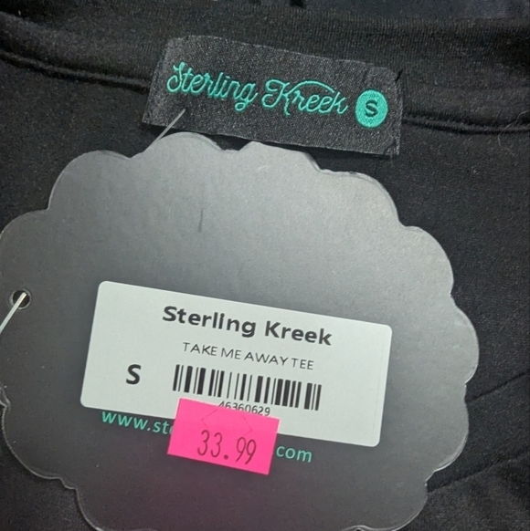 NWT Stwrling Kreek Black Graphic Tee with Pink and Silver Sequins Size Small - Picture 7 of 7